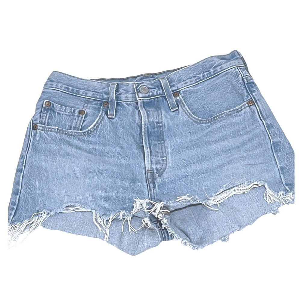 Levi's 501 Jean‎ shorts 27 big E Button Fly Raw Hem 563270086 hi rise